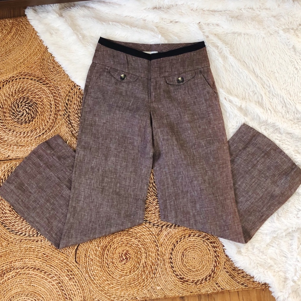 anthro elevenses linen wide leg pants